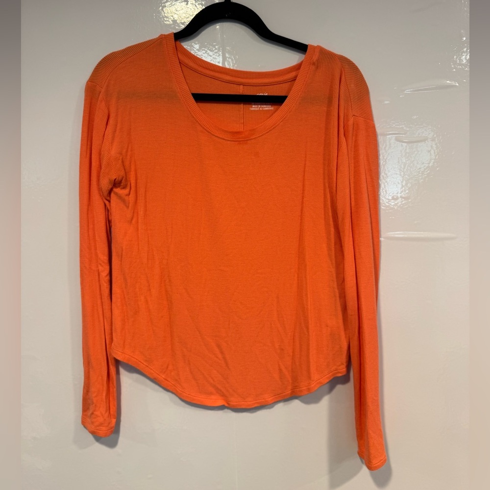 Orange Aerie Long Sleeve Ribbed Top